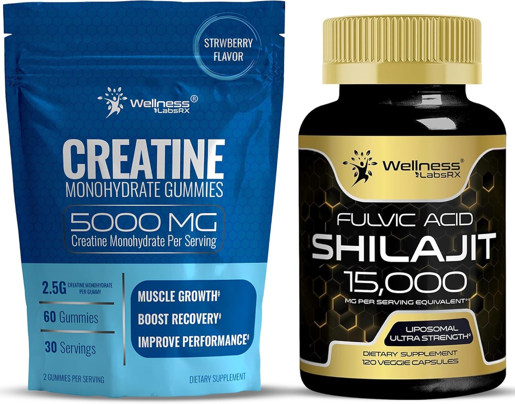 WELLNESS LABSRX Creatine Gummies and Shilajit Capsules