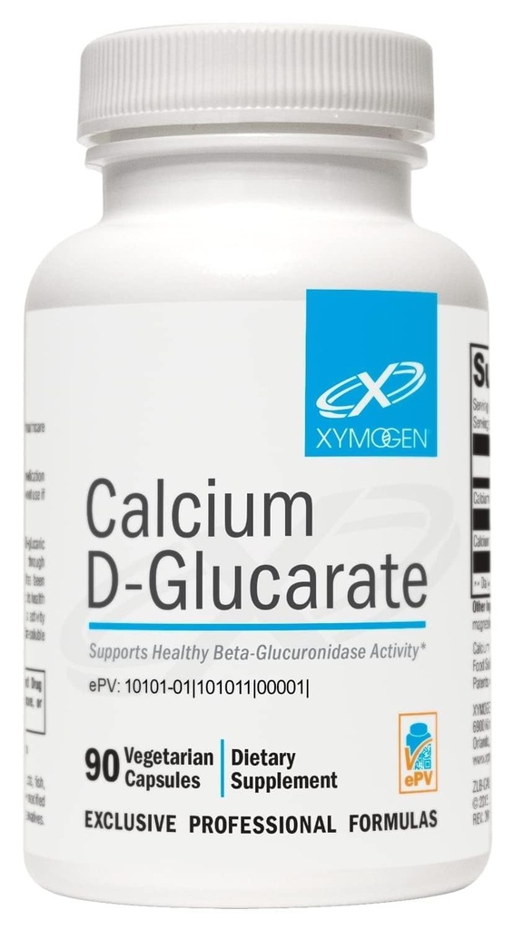 XYMOGEN Calcium D- glucarat 500mg - supplement til støtte sund detox af fat- Opløselige toksiner, Hormon ligesom østrogen + Androgens (90 kapsler)