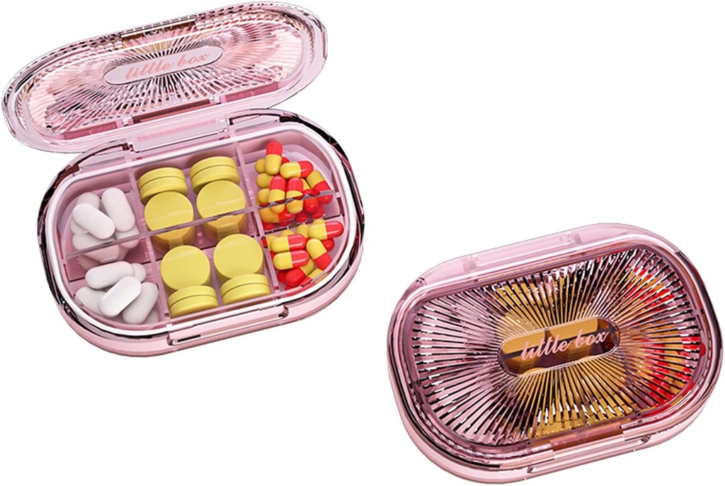 Lille Pill Box, Fugt Bevis Pill Case, Rejse Pill Organizer til Pocket Purse, Daglig Portable Medicin Vitamin, Fiskeolie, tillæg (Pink)