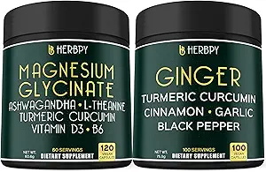 Bundle 6in1 Magnesium Glycinate Supplement & 5in1 Ginger Supplement