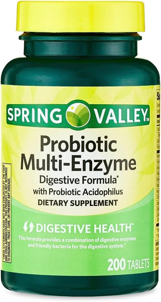 Spring Valley Multi- Enzyme Probiotiske 200 tabletter
