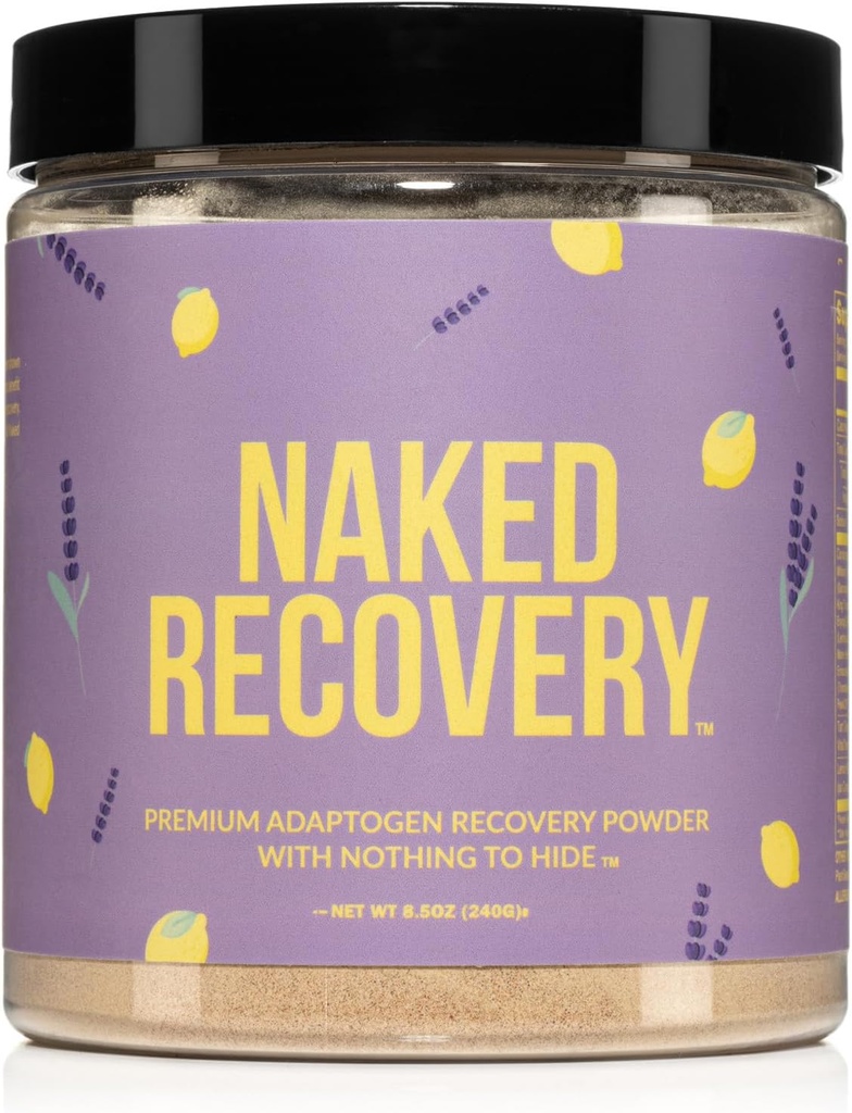 NAKED Inddrivelse - Mushroom supplement pulver - Lions Mane, Cordyceps, Reishi, Tart Cherries, Lemon Balm - Adaptogen Wellness Formel, Stress Relief, Muscle Recovery - 30 Serveringer