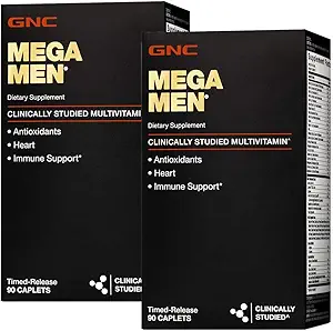 GNC Mega Mænd Multivitamin MSD 124; Heart Health, og immunforsvar MSD 124; Twin Pack (2 x 90 Greve)