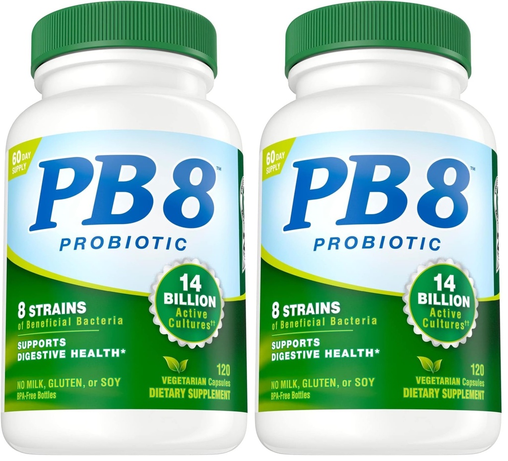 Nutrition Now PB 8 Probiotisk Acidophilus for Life * Vegetarisk Kosttilskud til mænd og kvinder, 120 Greve (pakke med 2)
