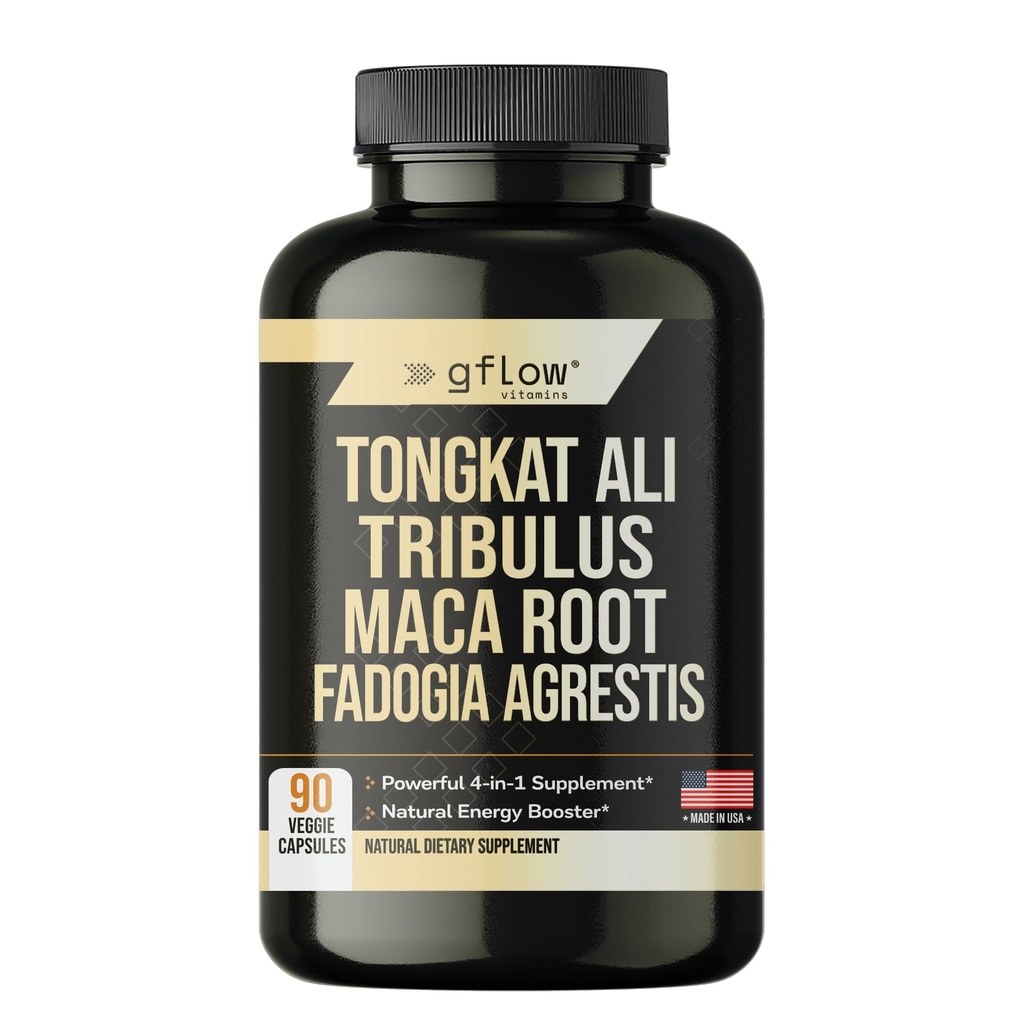 Tongkat Ali for Mænd & Women- Extra Strength Formel med Fadogia Agrestis og Tribulus med Maca Root - Stamina, Vitality, Energy, Mood Support Measures 124; Made in USA