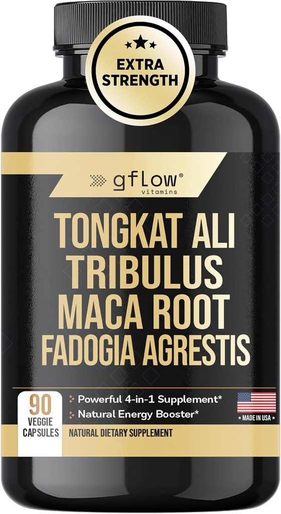 Tongkat Ali for Men & Women- Extra Strength Formula with Fadogia Agrestis and Tribulus with Maca Root - Stamina, Vitality, Energy, Mood Support | Made in USA