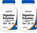 Nutricost fordøjelsesenzymer 620mg, 120 Veggie kapsler (2 flasker) - Komplet fordøjelsesenzymer supplement