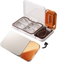MURRI&MURRDI Pill Organizer with Pill Splitter Cutter, 4 Compartments Small Portable Medicine Case for Purse Pocket, Pill Vitamin Dispenser Holder, White