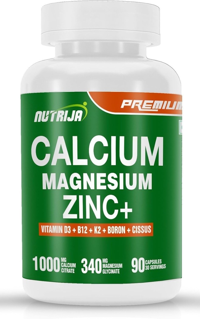 Calcium Magnesium Zink med vitamin D3, bor, K2 & B12 (90 kapsler)