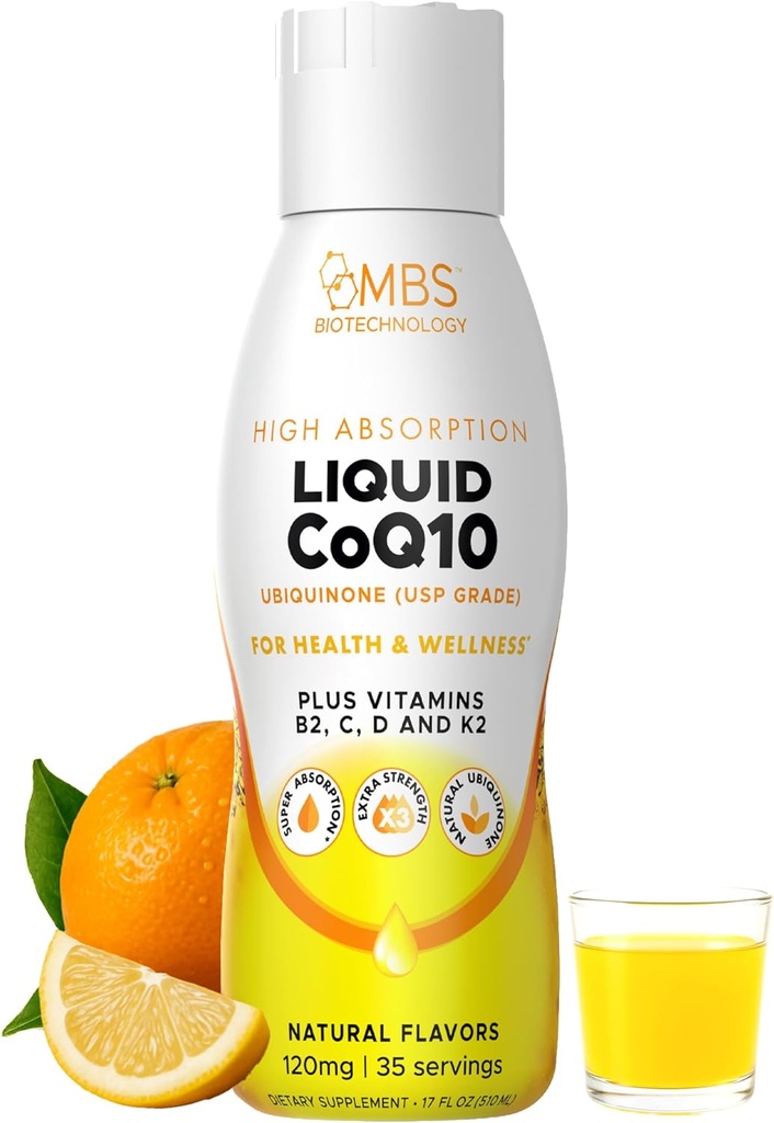 Flydende CoQ10 120mg biotilgængelig Ubiquinon til Superior Absorption. Støtte hjerte, ben og hud sundhed med en naturlig antioxidant. 35 Servering i en praktisk 17 oz flaske.