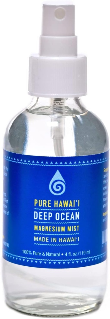 Pure Hawaii Deep Ocean Magnesium Mist Spray 100% Pure & Natural 4oz. Flaske - Pure Magnesiumchlorid - Lavet på Hawaii