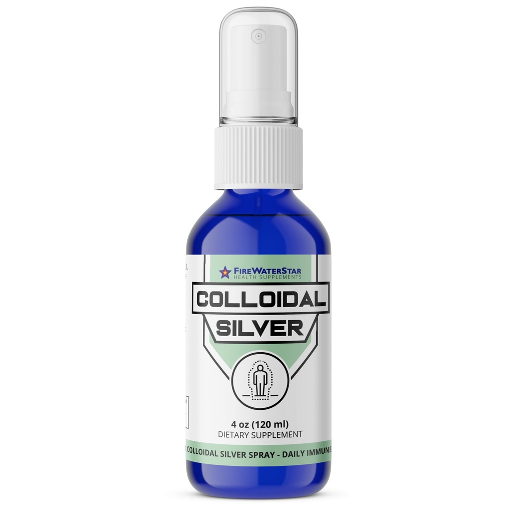FWS Kolloid Sølv Spray - 4 oz - Clear Silver - 50 ppm - 99,99% Pure Silver - Daglig immunforsvar