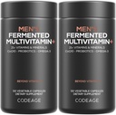 Codeage Men’s Daily Multivitamin – 25+ Essential Vitamins & Minerals, Organic Whole Foods, Probiotics, Omega-3, Zinc, Vitamins A, B, C, D, E & K, 2 Pack