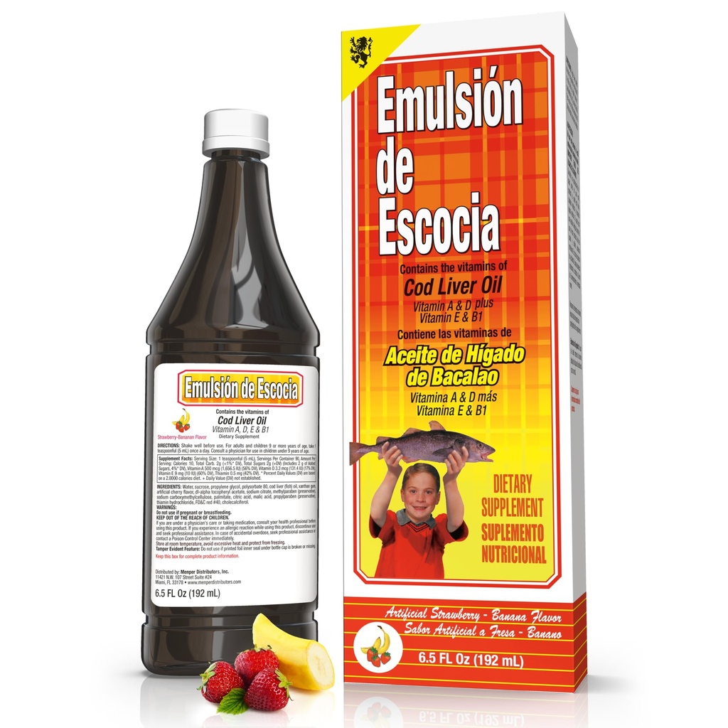 EMULSION DE ESCOCIA Strawberry / Banana 6.5 Oz. Torsk leverolie
