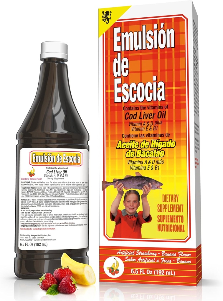 EMULSION DE ESCOCIA Strawberry / Banana 6.5 Oz. Torsk leverolie