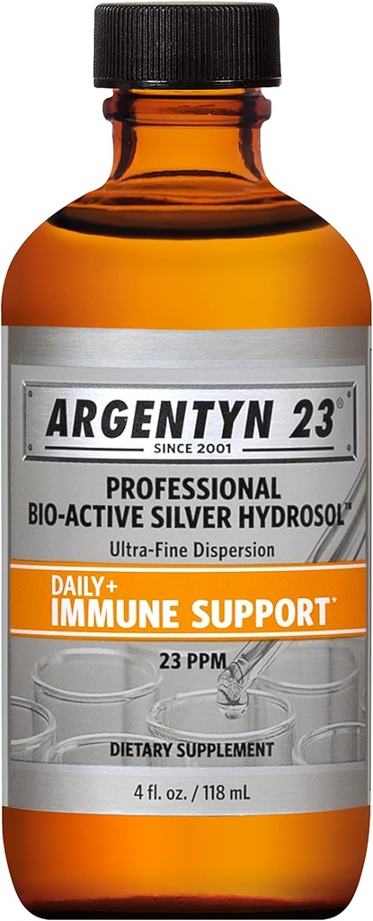 Argentyn 23 Professionel immunforsvar - Kolloid Sølv, Bio- Active Silver Hydrosol, 23 ppm, Flydende Twist Top, 4 Fl Oz (118 ml)