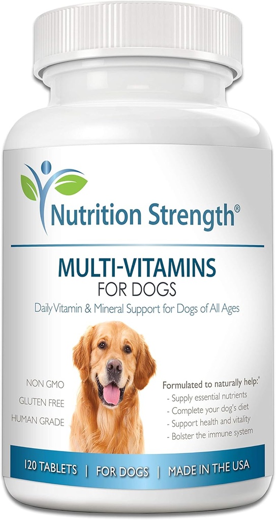 Multivitaminer til hunde, Daglig Vitamin og Mineral Support, Nutritional Hund Kosttilskud til alle hunde racer og størrelser, fremmer immunforsvar i kæledyr, 120 tyggetabletter