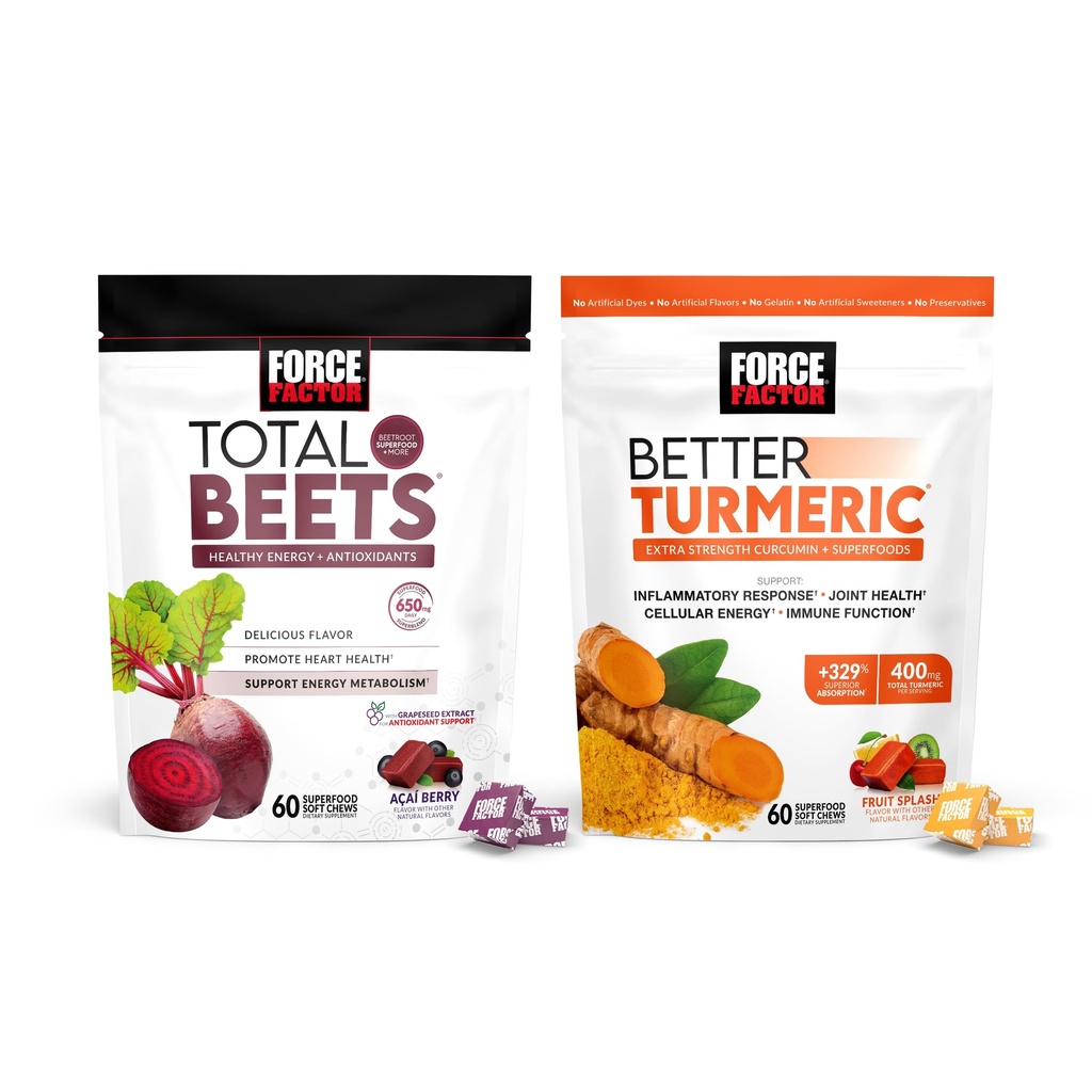 Kraftfaktor Total Beets Soft Chews, 60 Chews & Bedre Gurkemeje fælles Support, 60 Soft Chews