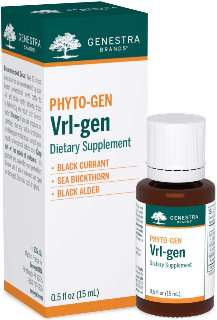 Genestra Brands Vrl- gen Buddy 124; Black Currant, Sea Buckthorn, og Black Alder Herbal Supplement Buddy 124; 0,5 fl. oz.