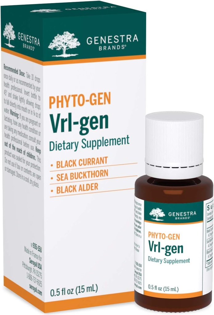 Genestra Brands Vrl- gen Buddy 124; Black Currant, Sea Buckthorn, og Black Alder Herbal Supplement Buddy 124; 0,5 fl. oz.