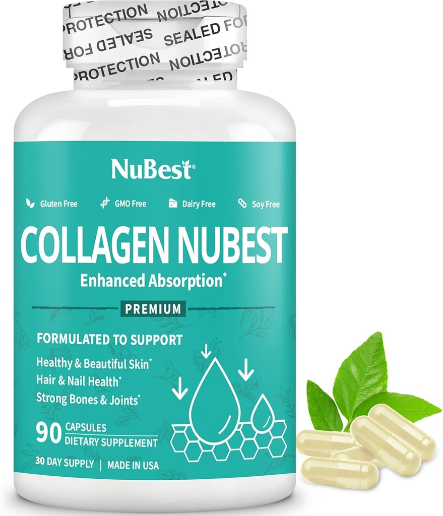 NuBest Collagen Super Collagen Peptider - Revitaliserer hud, hår og negle - Bone & fælles styrke - Beauty Collagen Formel for mænd og kvinder - 1.500 mg Per Serving