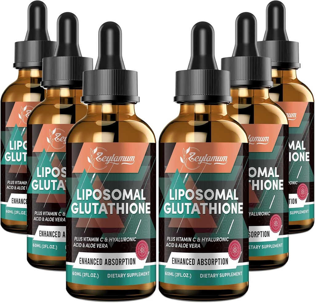 2000MG Liposomal Glutathion Liquid Drops, Ultra High Absorption, Natural Detoxification, Immunsystem & Skin Suprot *, L- Glutathion, Vitamin C & Hyaluronsyre, Kapsler Alternativ, 12.12 OZ