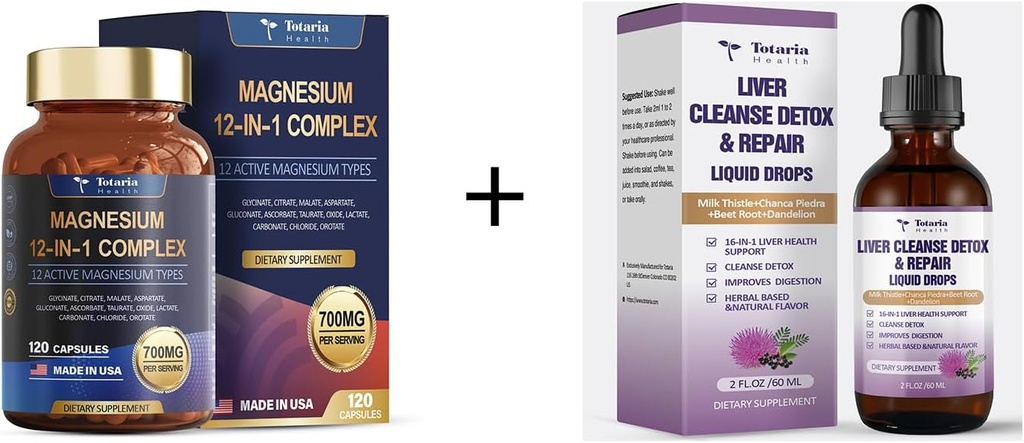 12 i 1 Magnesium Complex + lever renser Detox & Reparation Væske