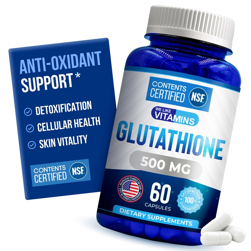 Vi kan lide Vitaminer NSF Certified Glutathione Supplement 500mg - 60 kapsler af Reduceret L- Glutathion til antioxidant & immunforsvar - Fremstillet i USA