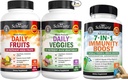 BioSchwartz Daglige frugter og grøntsager Supplement for kvinder og mænd (2 måneders forsyning) Plus 7 i 1 immunstøtte supplement med antioxidanter (2 måneders forsyning)