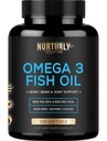 Omega 3 Fish Oil 2000mg, 800mg EPA og 600mg DHA - Enteric Coated and Burpless - Understøtter hjerne, og hjerte - Burpless, non-GMO, 3. part Lab Testet og NSF Certified - 120 Softgels