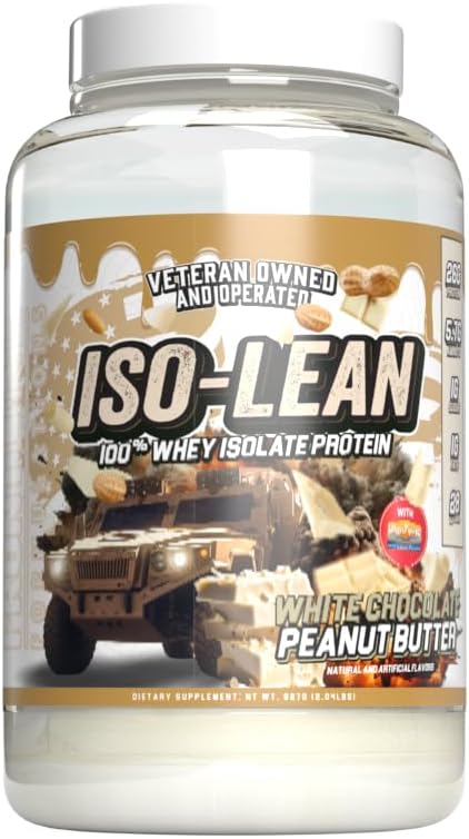 Isolean, 100% Whey Protein Isolate, Low Sugar, Maximize Recovery, Veteren Ejes og drives (28 Servere, Hvid Chokolade Peanut Butter)