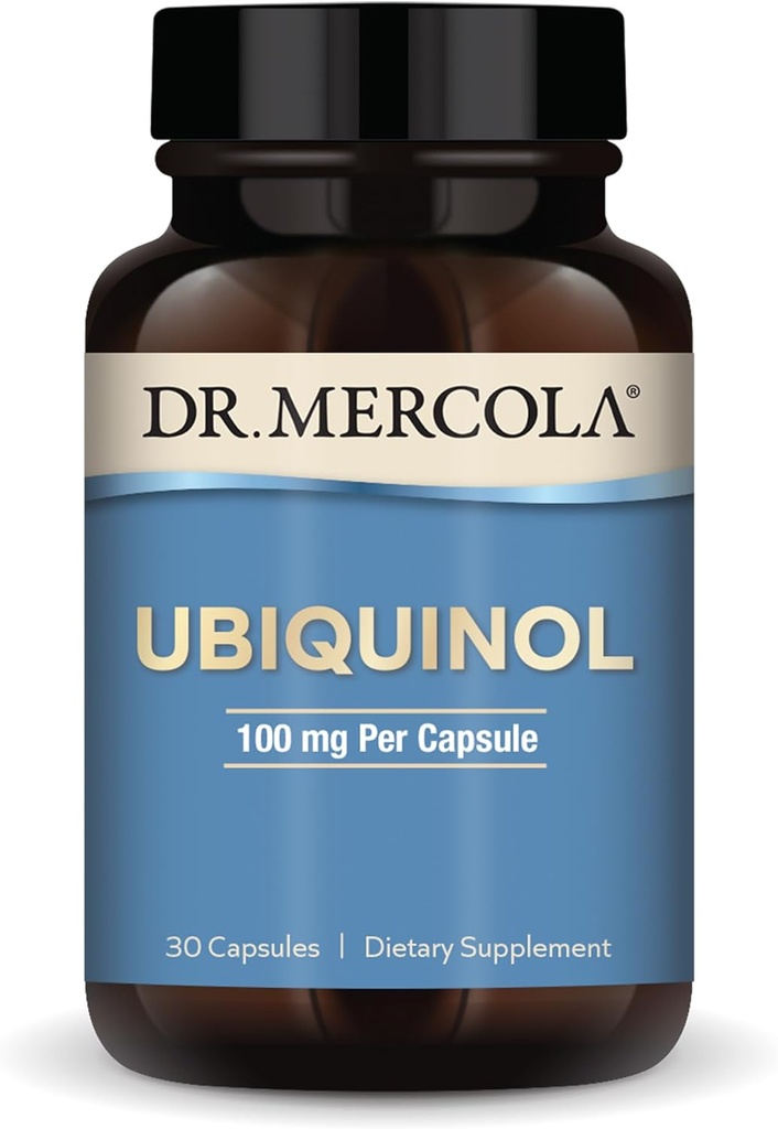 Dr. Mercola Ubiquinol - 100 mg Ubiquinol - Understøtter energiproduktion - Antioxidant supplement - Non- GMO, Gluten- Free & Soy- Free - 30 kapsler (30 servere)