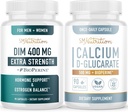 Calcium D- glucarat & 400mg DIM supplement til forbedret østrogen hormon Balance 124; Vegan Gluten Free CDG Supplement (90 Servere) med ekstra styrke DIM (90 Servere)