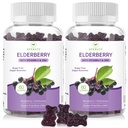 AFXMATE Sambucus Black Elderberry Gummies med zink og C-vitamin til voksne børn immunstøtte, Sukker Free 120 Tællere