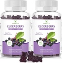 AFXMATE Sambucus Black Elderberry Gummies med zink og C-vitamin til voksne børn immunstøtte, Sukker Free 120 Tællere