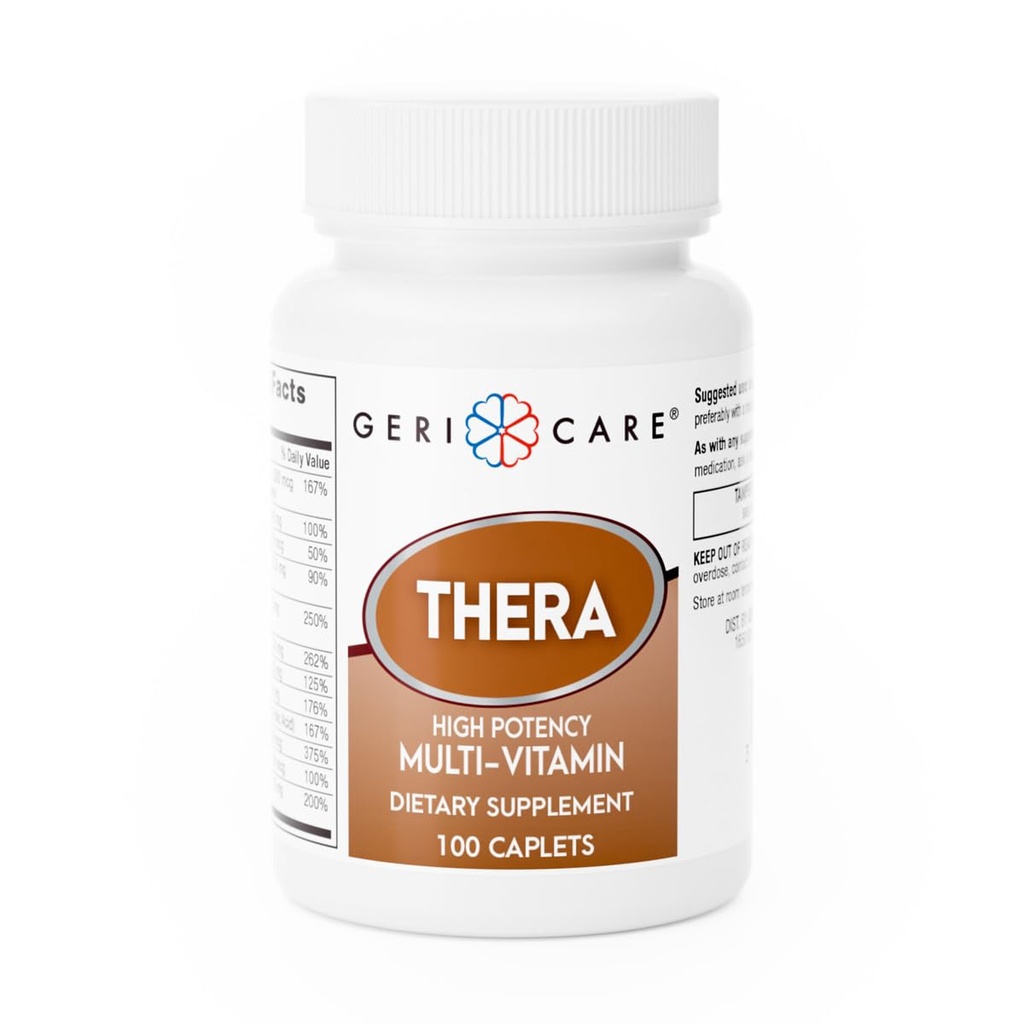 GeriCare Thera High Potency Multivitamin Caplets, Blanding af vitaminer og mineraler for at sikre maksimal ernæringsmæssig støtte Antioxidant Protection Supplement, 100 Greve (pakke med 1)