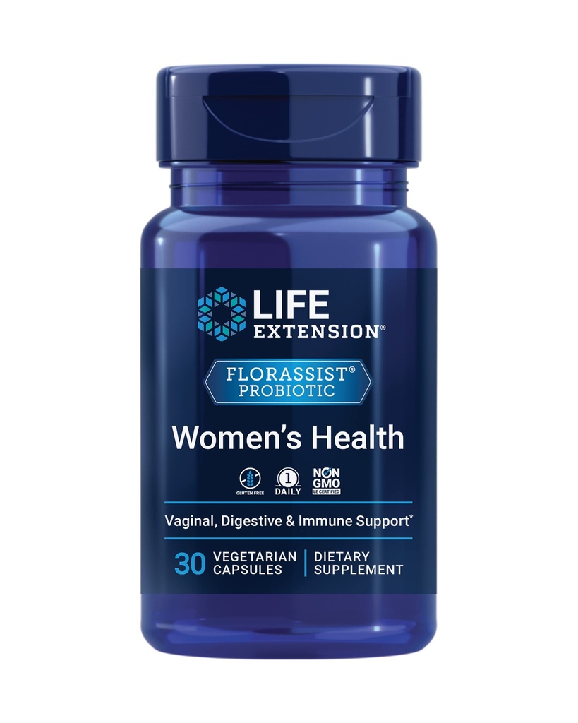 Life Extension FLORASSIST ® Probiotisk kvinders sundhed, vaginal sundhed, fordøjelsessygdomme, immunsundhed, glutenfri, ikke-GMO, vegetarisk, Once- daglig formel, 30 kapsler