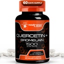 Quercetin med Bromelain Supplement - 1500mg - immunforsvar og hjerte sundhed kapsler til mænd og kvinder, Quercetin kosttilskud hjælper støtte fælles og sundt åndedrætssystem - 120 Greve