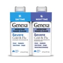 Genexa Clean Cold & Flu Daytime + Nighttime Svær Relief, Dye Free, 0% kunstige tilsætningsstoffer, Acetaminophen Fever Reducer, Host suppressant, Antihistamin, Organic Blueberry Flavor, 12 fl oz (2 pakke)