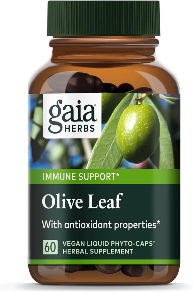 Gaia urter Olive Leaf - Traditionel immunforsvar - immunsystem supplement med Olive Leaf Extract & Oleuropein * - 60 Vegansk flydende Phyto- Caps (30-dages forsyning)