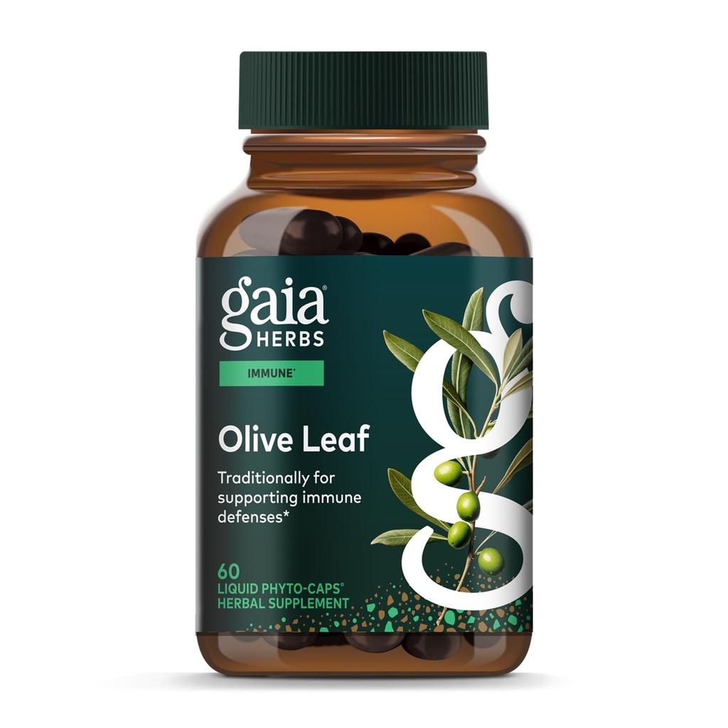 Gaia urter Olive Leaf - Traditionel immunforsvar - immunsystem supplement med Olive Leaf Extract & Oleuropein * - 60 Vegansk flydende Phyto- Caps (30-dages forsyning)