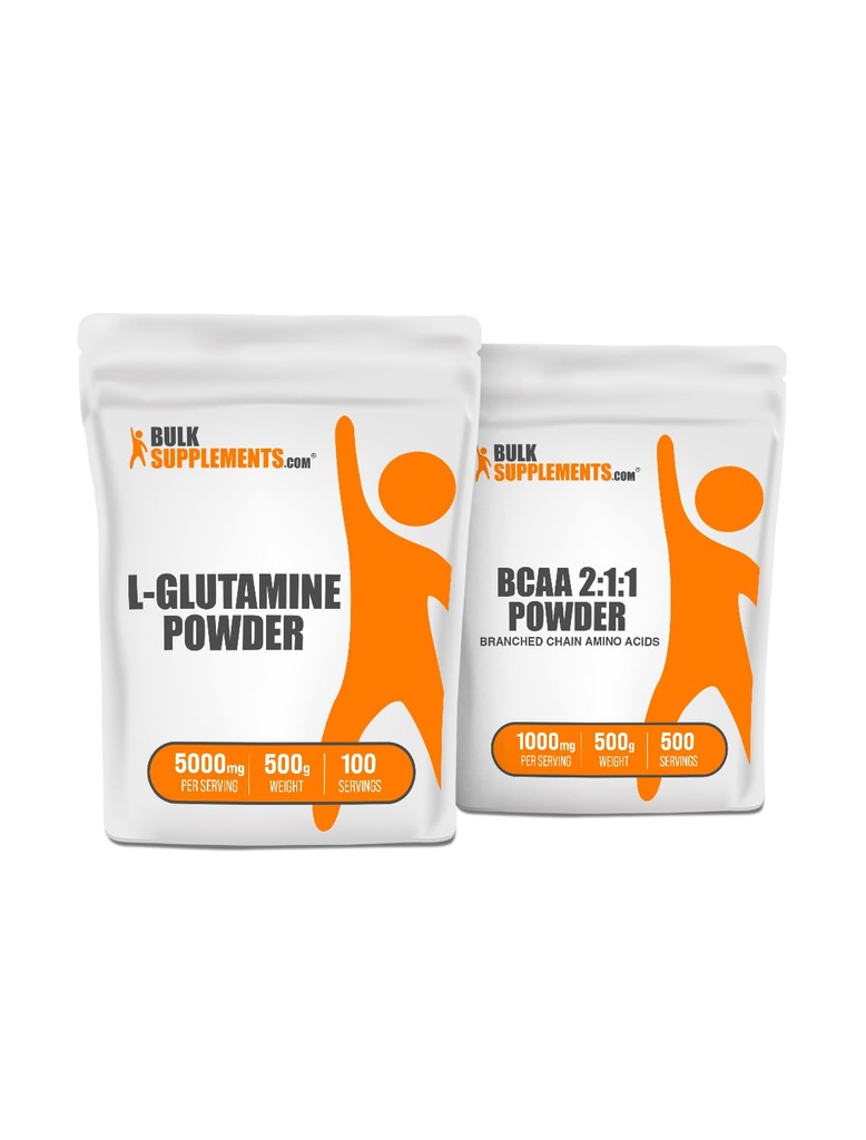 BulkSupplements L- Glutamin 500g + BCAA 2: 1: 1 500g Bundle