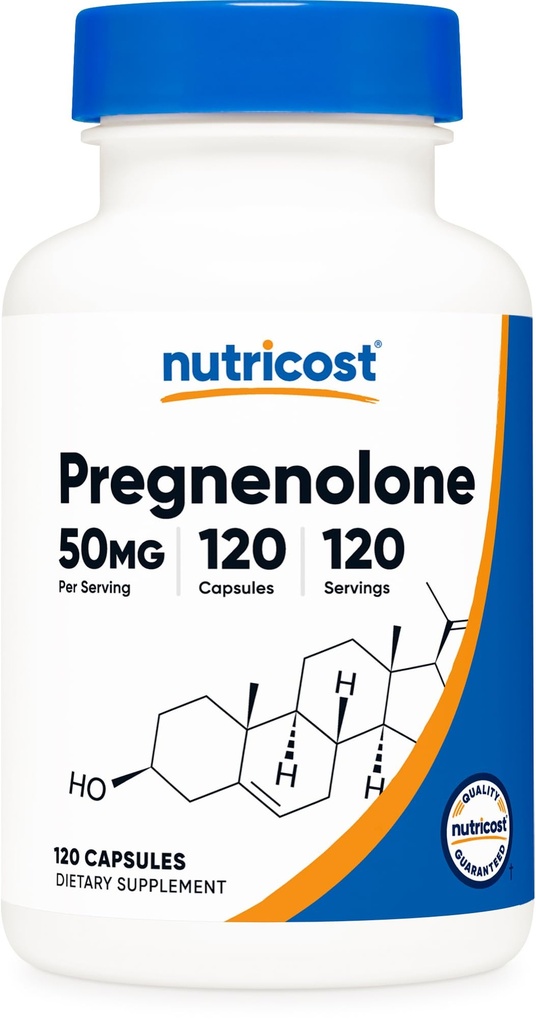 Nutricost Pregnenolone 50mg, 120 Capsules - Non-GMO, Gluten Free, Vegetarian Capsules