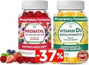 Lunakai Prenatal og vitamin D3 Gummies Bundle - Graviditet Multivitamin Gummy med jern & folsyre - Immunitet, ben og mood Support for voksne