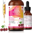 Jerntilskud til kvinder Drops: Flydende jerntilskud med C-vitamin B12 & folinsyre Gentle Absorption Energy Support Non- Constipating Formel Vegan sukkerfri dråber