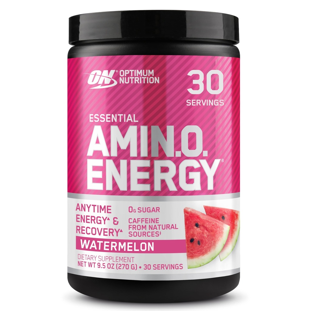 Optimum Nutrition Amino Energy - Pre Workout med grøn te, BCAA, Aminosyrer, Keto Friendly, Green Coffee Extract, Energy Powder - Watermelon, 30 Servere (Packaging May Vary)