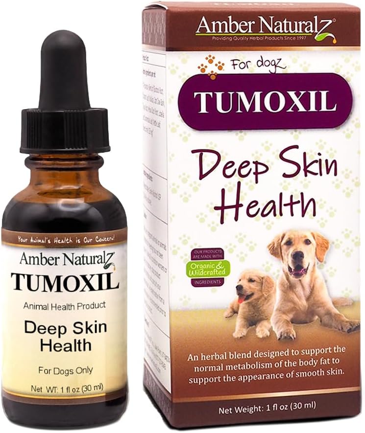 Amber NaturalZ Tumoxil Deep Skin Health Herbal Supplement for Dogs and Puppies | Canine Herbal Supplement for Skin and Metabolism Support | 1 Fluid Ounce Glass Bottle