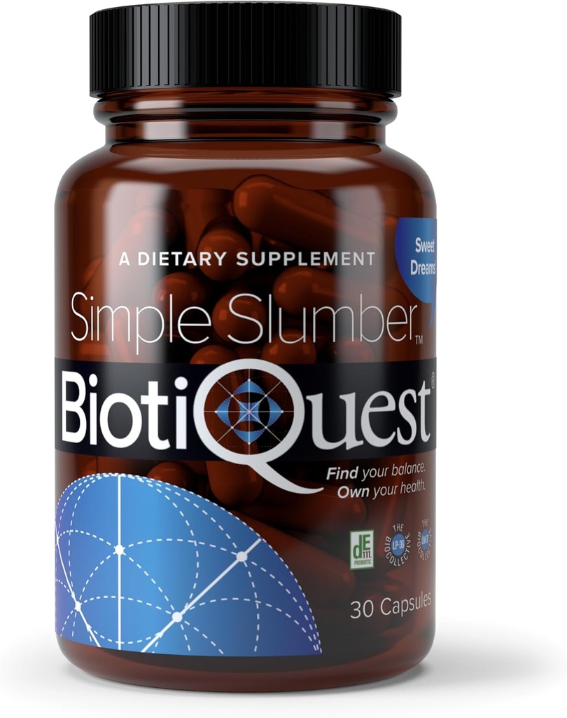 BiotiQuest Simple Slumber Probiotika til at hjælpe med at forbedre søvnkvalitet og Gut Sundhed, 18 Millioner CFU, Non- GMO, og Gluten Free, 30 Kapsler