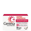 Genexa Clean Acetaminophen 500mg Extra Strength, Dye Free Pain Reliever Fever Reducer, 0% kunstige tilsætningsstoffer, smertestillende medicin til voksne, Relieves Hovedpine, Backache, Mindre arthritis Smerte, 50 tabletter