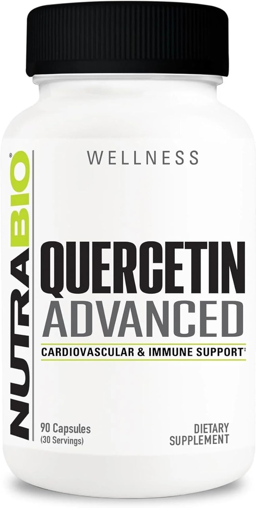 NutraBio Quercetin Avanceret med tilsat C-vitamin og bromelain - Potent antioxidant - 90 kapsler